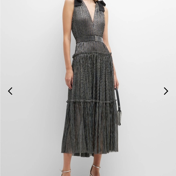 Sabina Musayev Ray Tiered Satin Dress with Bows XS - Picture 4 of 16